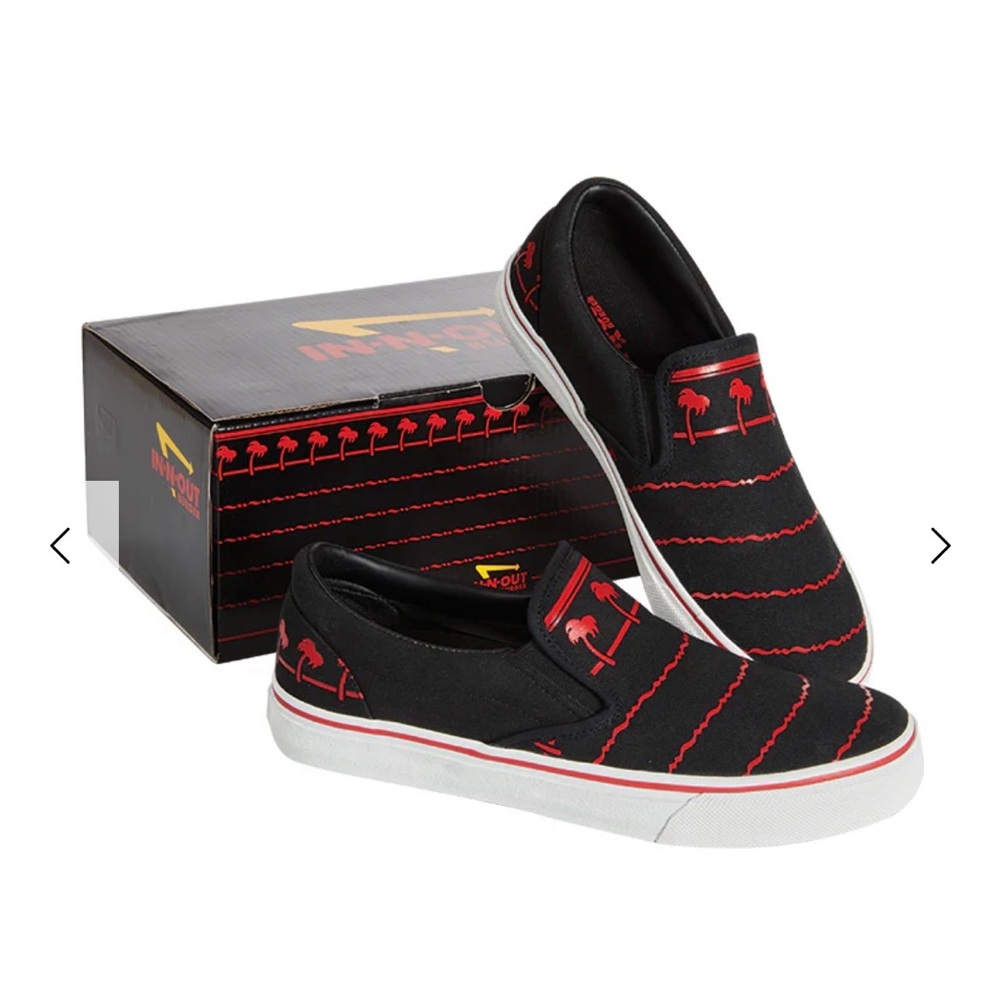 In-N-Out Kids Slip-On Black and Red Sneakers
